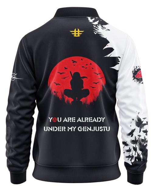 Itachi Uchiha Genjutsu Bomber Jacket – Anime Streetwear Edition